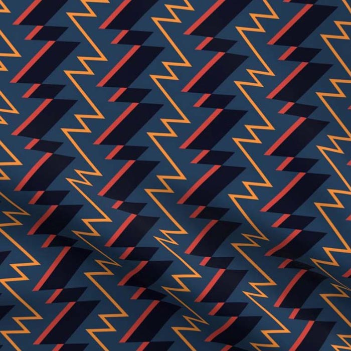 Cartoon style lightning bolt zigzag geometric navy Cotton Fabric – Dana Du  Design