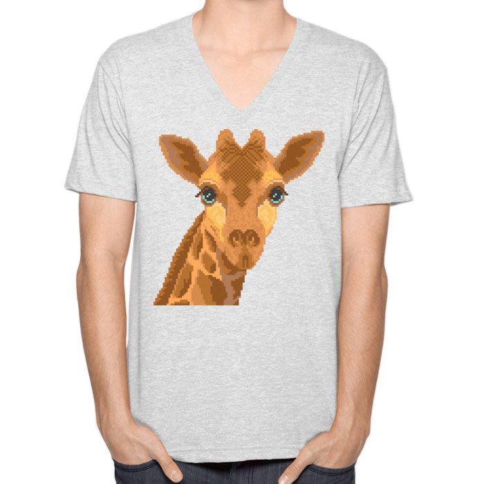 Modern pixel giraffe head Unisex V-Neck T-Shirt – Dana Du Design